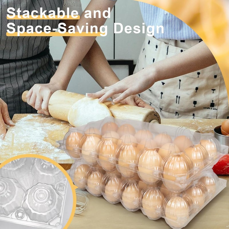Pintuson 40-Pack Egg Cartons (18 Count) - Clear Plastic Egg Holder for Fresh Chicken Eggs - Reusable 3x6 Gird Egg Container with Secure Snap for Farmers Market & Transport - Fits Small to Large Eggs - Image 5
